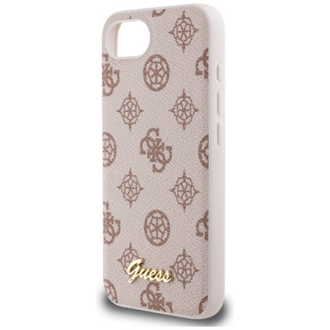 Etui Guess Peony Script Logo MagSafe do iPhone 16e brązowy