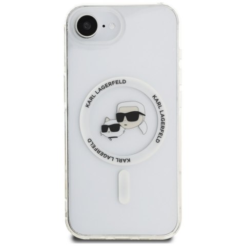 Etui Karl Lagerfeld IML Metal Karl & Choupette Heads MagSafe do iPhone 16e biały