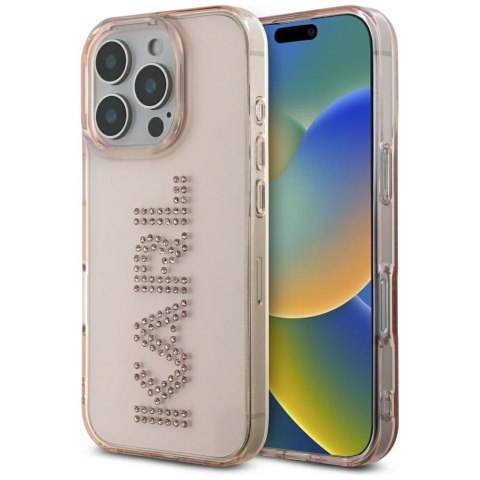 Etui Karl Lagerfeld IML Rhinestones Logo do iPhone 16 Pro Max różowy