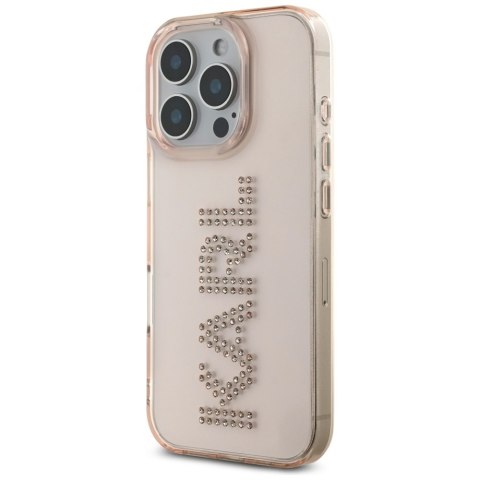 Etui Karl Lagerfeld IML Rhinestones Logo do iPhone 16 Pro różowy