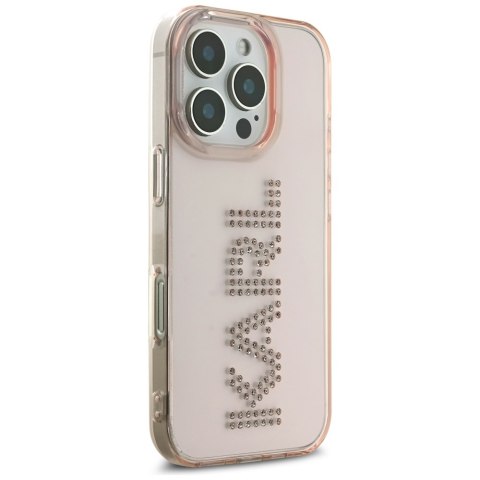 Etui Karl Lagerfeld IML Rhinestones Logo do iPhone 16 Pro różowy