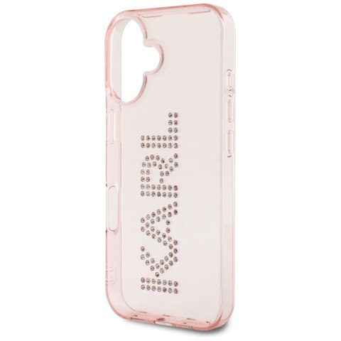 Etui Karl Lagerfeld IML Rhinestones Logo do iPhone 16 różowy