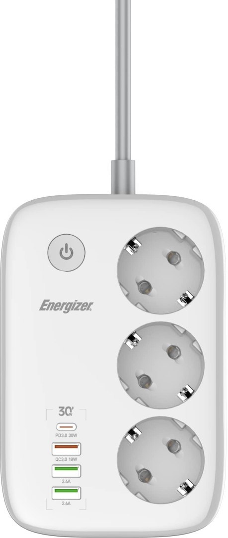LISTWA ZASILAJĄCA SMART Energizer Z Wi-Fi I APP 3x SCHUKO 3x USB-A 1x USB-C 2500W 10A KABEL 2M