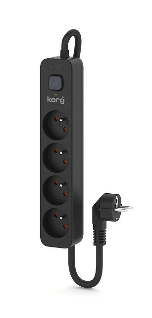 Listwa zasilająca KERG z wyłącznikiem-4 gniazda 16A 5m ; czarny