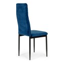 Krzesła z wyprofilowanym oparciem- VELVET NIEBIESKI - 4 sztuki