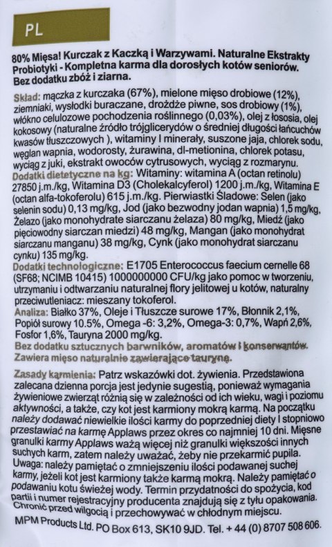 APPLAWS CAT Senior Kurczak - karma dla starszych kotów z wysoką zawartością mięsa - 7.5kg