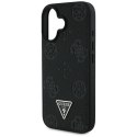 Etui Guess Grained Hot Stamp Peony Triangle Logo MagSafe do iPhone 16 czarny