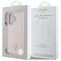 Etui Guess Grained Hot Stamp Peony Triangle Logo MagSafe do iPhone 16 różowy