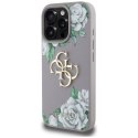 Etui Guess Grained Roses Big 4G logo do iPhone 16 Pro fioletowy