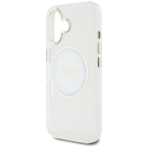 Etui Guess IML Metal Colored Circle Classic Logo MagSafe do iPhone 16 biały