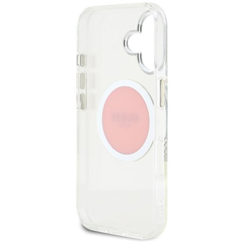 Etui Guess IML Metal Colored Circle Classic Logo MagSafe do iPhone 16 różowy