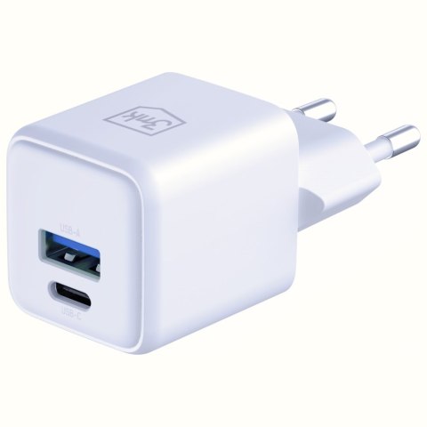 Ładowarka sieciowa 3MK Hyper GaN Charger 20W 1xUSB-A 1XUSB-C PD QC4+ biały