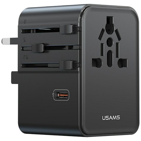 Ładowarka sieciowa USAMS Travel Adapter CC310 3xUSB-C 70W 4w1 US/AU/EU/UK czarny