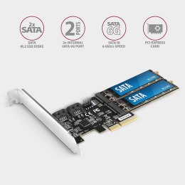 Kontroler PCIe 2x SATA 6G + 2x SATA M.2 ASMedia ASM1164 SP & LP Axagon