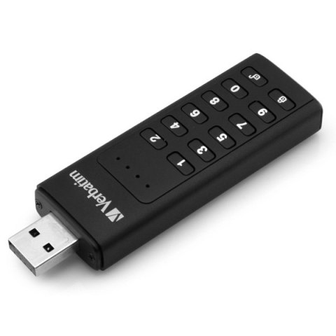 Verbatim USB flash disk, USB 3.0, 128GB, Keypad Secure, czarny, 49429, USB A, 256bitowe szyfrowanie AES, LED
