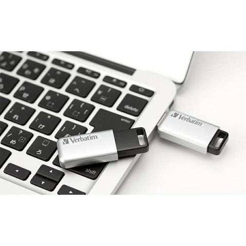 Verbatim USB flash disk, USB 3.0, 16GB, Secure Pro, Store N Go, srebrny, 98664, USB A, szyfrowanie AES 256-bit, wysuwane złącze