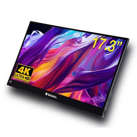 Verbatim monitor przenośny dotykowy, PMT-17-4K, 17.3", Ultra HD 4K (3840x2160), 60Hz, czarny