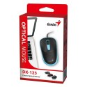 Mysz przewodowa, Genius DX-123, czarno-niebieski, optyczna, 1200DPI