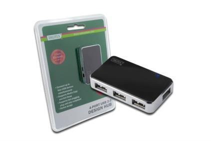 Hub USB DIGITUS DA-70220 4xUSB 2.0 aktywny czarny