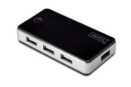 Hub USB DIGITUS DA-70222 7xUSB 2.0, aktywny, czarny