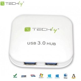 Hub USB Techly IUSB3-HUB4-WH 4 porty 3.0 Super Speed, biały