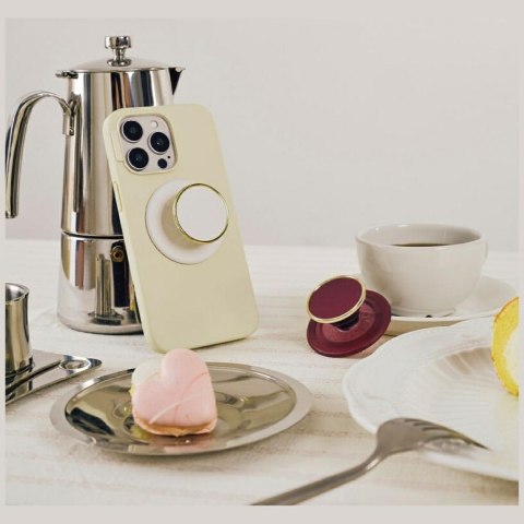 Uchwyt i podstawka do telefonu Popsockets Round Luxe Coconut Creme Enamel MagSafe beżowy 808938