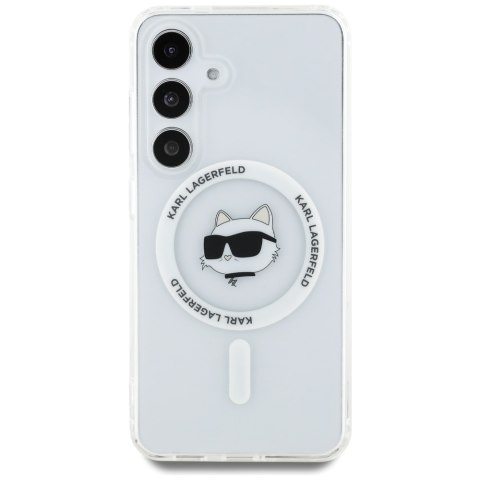 Etui Karl Lagerfeld Button Choupette Head Printed Logo MagSafe do Samsung Galaxy S25 biały