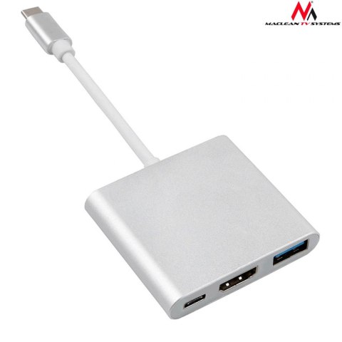 Kabel adapter Maclean MCTV-840 USB 3.1 Typ C (M) -> HDMI 1.4 (F) + USB 3.0 (F) + USB Typ C (F)