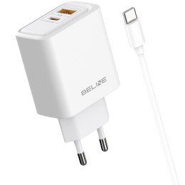 Ładowarka sieciowa Beline 45W USB-A/USB-C + kabel USB-C/USB-C BLN2CW45C biały
