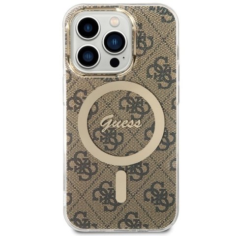 Guess GUHMP15LH4STW iPhone 15 Pro6.1" brązowy/brown hardcase IML 4G MagSafe