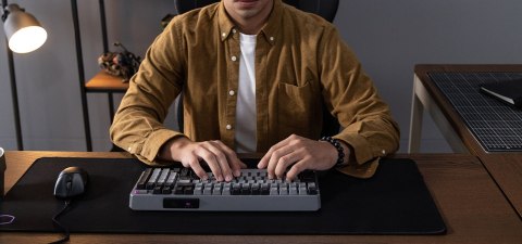 Klawiatura gamingowa COOLER MASTER MK770, przewodowa USB + RF Wireless + Bluetooth, QWERTY Czeski, Ciemny Szary