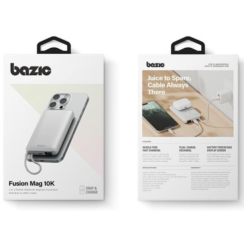 PowerBank Bazic Fusion Mag 10000mAh MagSafe kabel USB-C szary