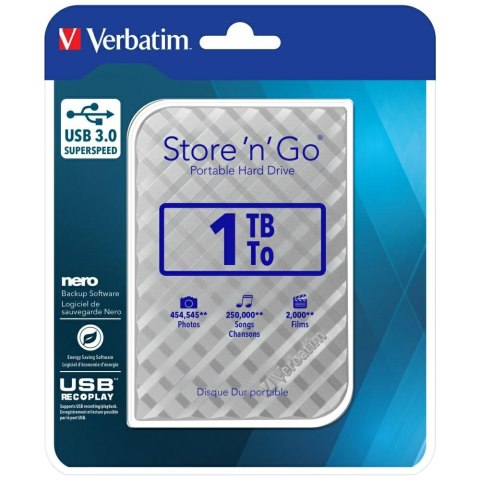 Dysk zewnętrzny Verbatim Store n Go USB 3.0 HDD 1TB srebrny 53197