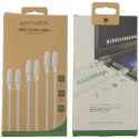 Kabel USB-C/USB-C 4smarts PremiumCord 60W SET 3szt 0.5M+1.5M+3M biały/srebrny
