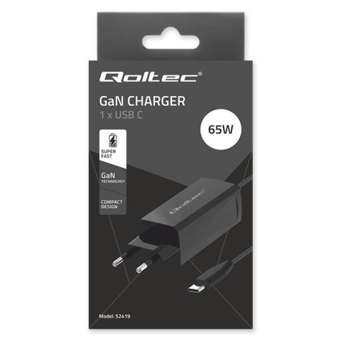QOLTEC ŁADOWARKA SIECIOWA 65W GAN | 5-20V | 3-3.25A | USB 3.1
