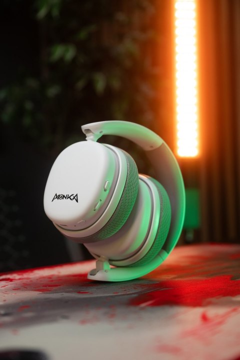 Marvo MONKA ECHO RS, słuchawki z mikrofonem, biała, podświetlona, Tri-mode