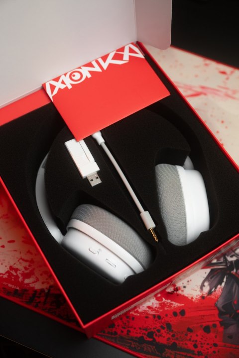 Marvo MONKA ECHO RS, słuchawki z mikrofonem, biała, podświetlona, Tri-mode