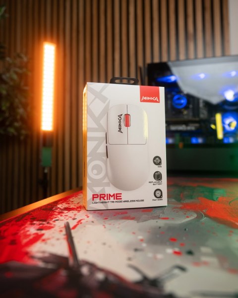 Mysz Marvo MONKA PRIME, biała, optyczna, 26000DPI, Tri-Mode