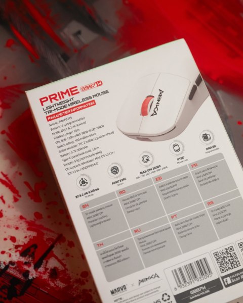 Mysz Marvo MONKA PRIME, biała, optyczna, 26000DPI, Tri-Mode