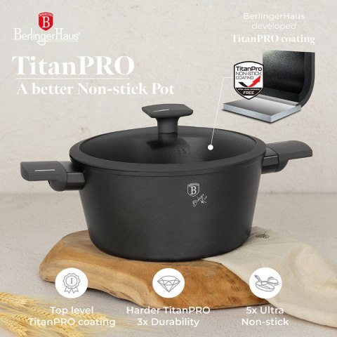 GARNEK TYTANOWY Z POKRYWĄ 28cm BERLINGER HAUS BH-8132 ANTRACIT