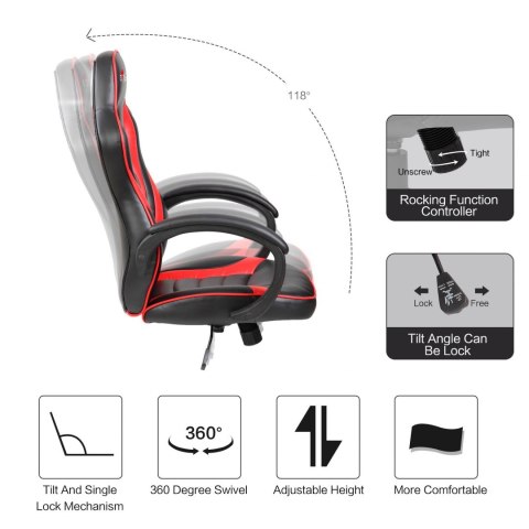 Gamingowy dla dzieci fotel Red Fighter C6, czarno-czerwony