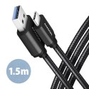 AXAGON BUCM3-AM15AB SPEED cable USB-C USB-A, 1.5m, USB 3.2 Gen 1, 3A, ALU, braid