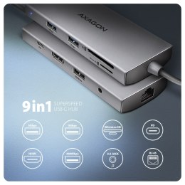 AXAGON Multi port USB-C 5Gbps hub | HMC-8HLSA