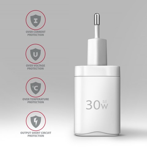 AXAGON Sil wallcharger 1x port USB-C, PD3.0 /PPS/QC4+/SFC/AFC/Apple, 30w | ACU-PD30W