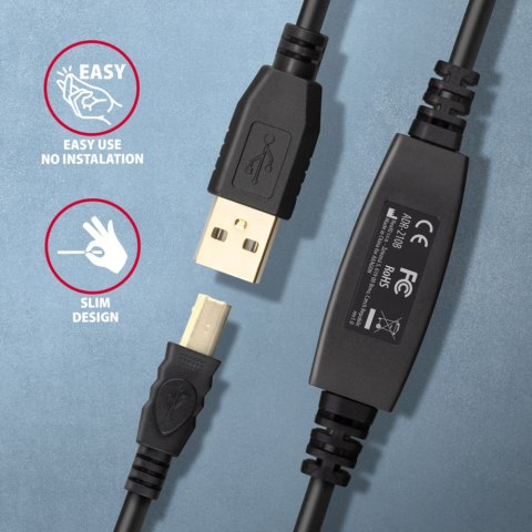 AXAGON USB repeater cable, 10 m | ADR-210B | USB Type A - USB Type B