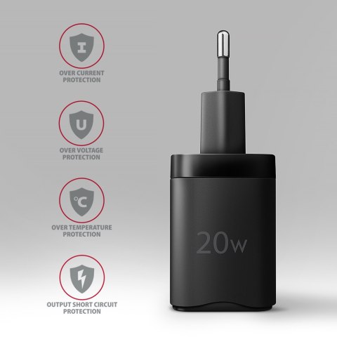 AXAGON Wallcharger 1x port USB-C, PD3.0/PPS/QC4+/AFC/FCP/Apple, 20W | ACU-PD20