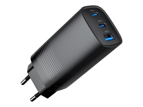 Cablexpert 3-port 65 W GaN USB PowerDelivery fast charger | TA-UC-PDQC65-01-BK
