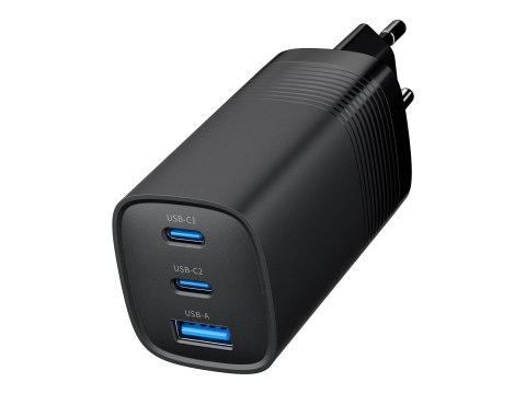 Cablexpert 3-port 65 W GaN USB PowerDelivery fast charger | TA-UC-PDQC65-01-BK