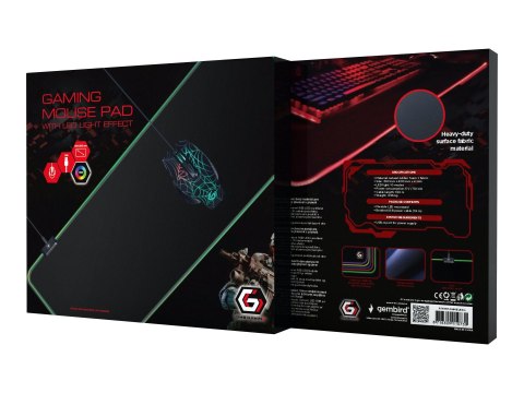 Cablexpert Gaming mouse pad with LED light effect, Large-size | MP-GAMELED-L | Mouse pad | 300 x 800 x 4 mm | Black
