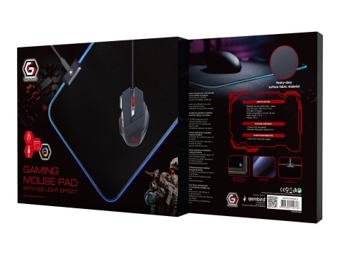 Cablexpert Gaming mouse pad with LED light effect, M-size | MP-GAMELED-M | Illuminated mouse pad | 250 x 350 x 4 mm | Black